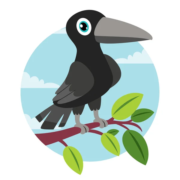 Cartoon Drawing Crow — стоковый вектор