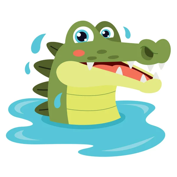 Tecknad Illustration Krokodil — Stock vektor
