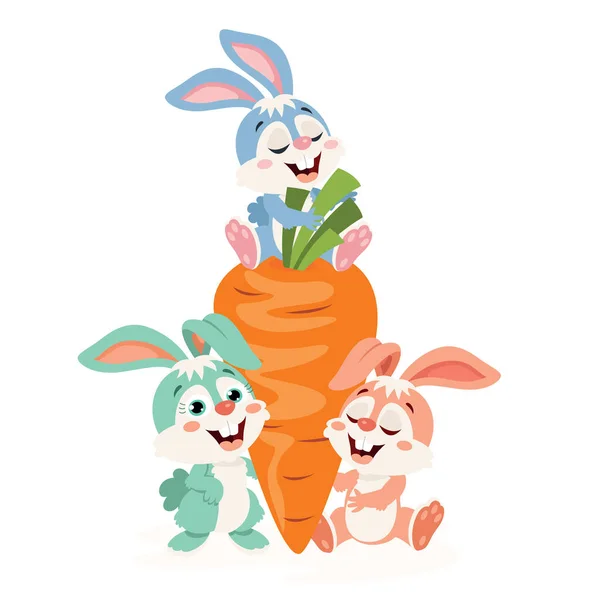Cartoon Illustration Cute Rabbits — Stock Vector
