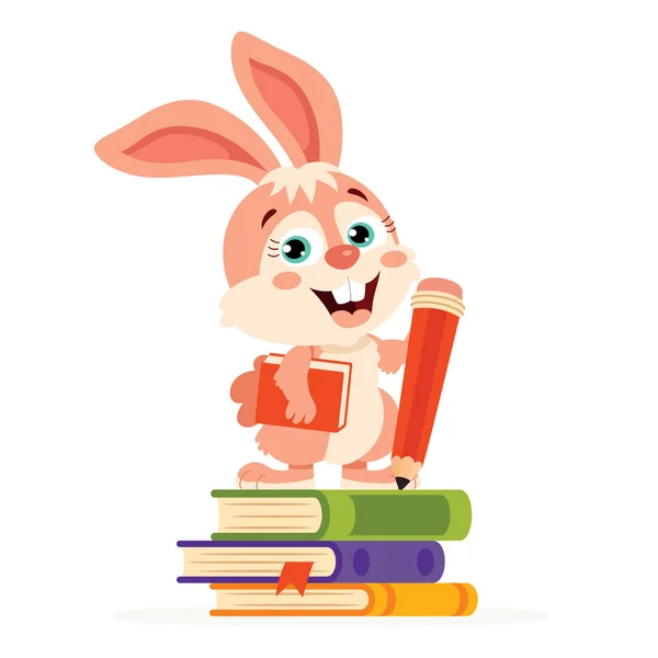 Öğrenci Tavşanın Çizgi Film Çizimi — Stok Vektör