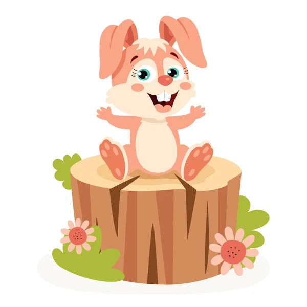 Cartoon Illustration Cute Rabbit — Stock Vector