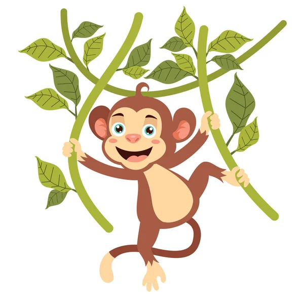 Desenho Animado Ilustração Macaco — Vetor de Stock
