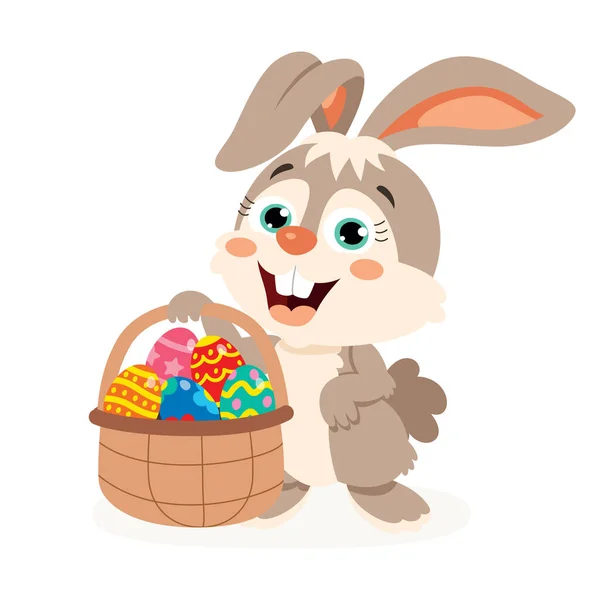 Conejo Dibujos Animados Con Huevos Pascua — Vector de stock