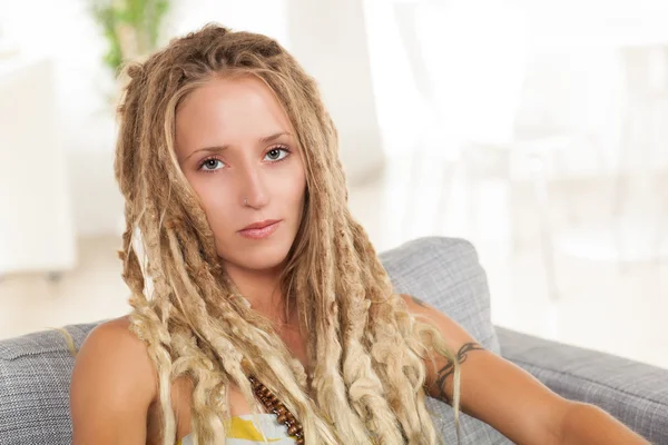 Stunning white woman with dreadlocks — Stock Photo, Image