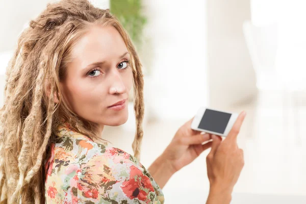 Stunning white woman with dreadlocks — Stock Photo, Image