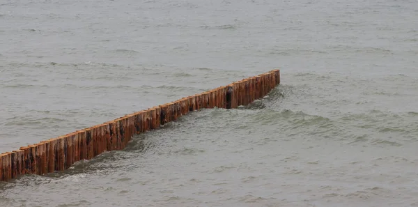 Breakwater Dzienników Plaży Morza — Zdjęcie stockowe