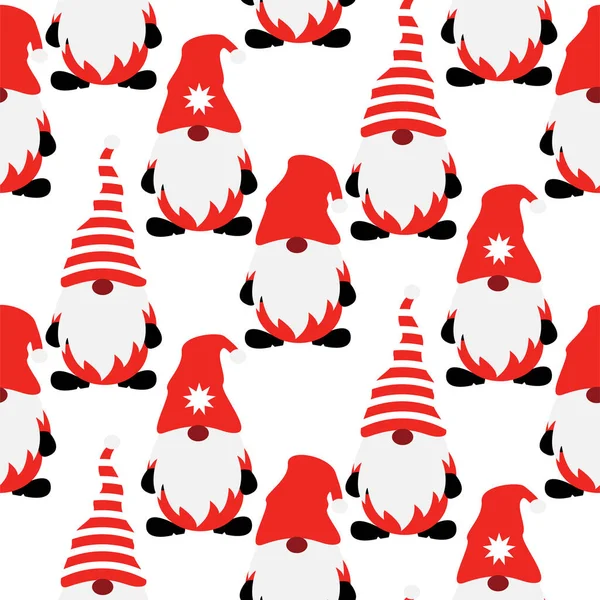 Bezešvé vektorové vzor s roztomilými vánoční gnómy. Na balicí papír, textilie, tkaniny. — Stockový vektor