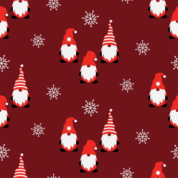 Bezešvé vektorové vzor s roztomilými vánoční gnómy. Na balicí papír, textilie, tkaniny. — Stockový vektor