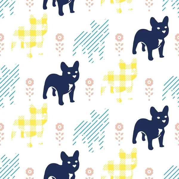 French Bulldog Dog Seamless Pattern Creative Style Vector Repeat Background — Vector de stock