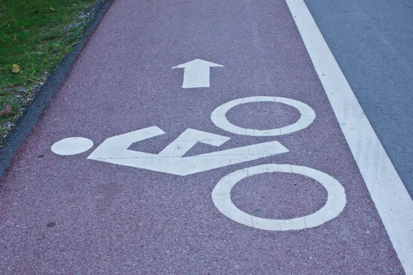 Marcação de estrada de bicicleta — Fotografia de Stock