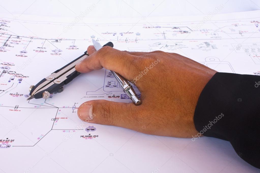Architect draws a blueprint
