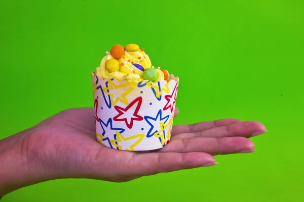 Färgglada av cupcake kvinnor å — Stockfoto