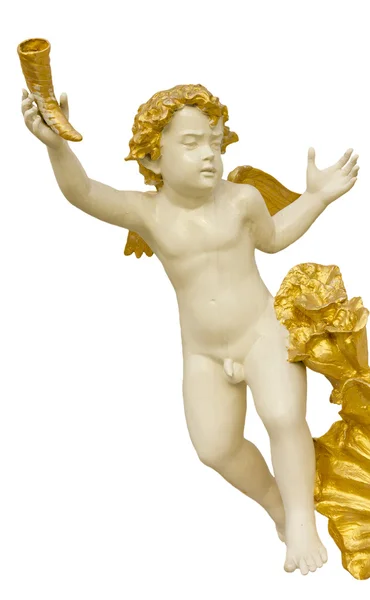 Cupid staty på vit bakgrund — Stockfoto