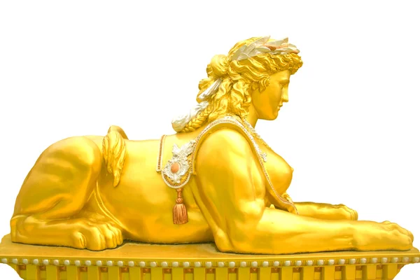 Красива штукатурка херувими деталь з золотим листовим гребінцем — стокове фото