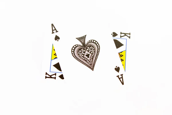 Jugar a las cartas mostrando cuatro ases con una carta en blanco — Foto de Stock