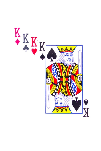 Jugar a las cartas mostrando cuatro ases con una carta en blanco — Foto de Stock