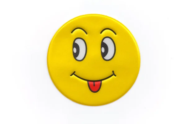 Φωτεινά, κίτρινο αυτοκόλλητο με ένα χαμογελαστό πρόσωπο — Φωτογραφία Αρχείου