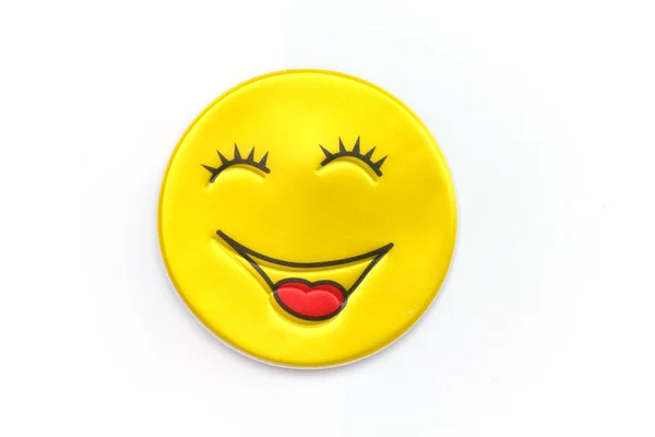 Bright, yellow sticker with a smiley face — Stock Photo, Image