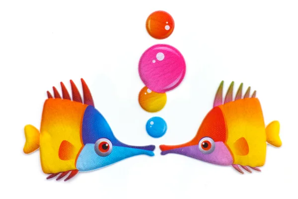 Sticker colorful cartoon fish — Stock Photo, Image