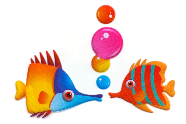 Samolepka barevná kreslená ryba — Stock fotografie