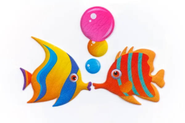 Klistermärke färgglada tecknade fisk — Stockfoto