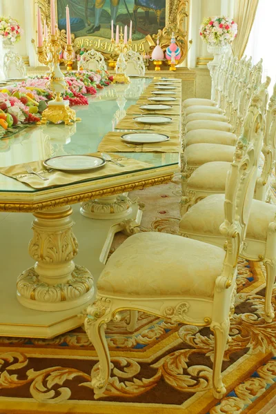 Luxo Grand Dinning Room & Sala de estar — Fotografia de Stock
