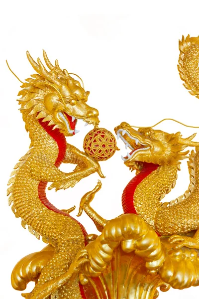 Twee gouden chinese draak — Stockfoto