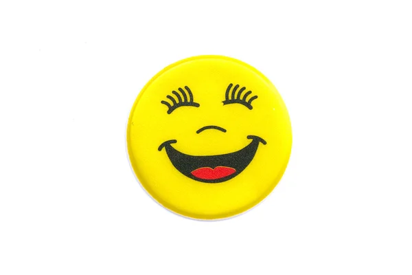 Bright, yellow sticker with a smiley face — Stock Photo, Image