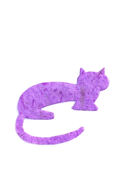 Color paper cat in white background — Stock Photo, Image