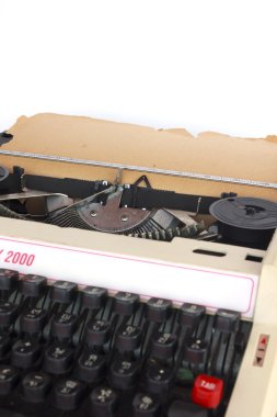 yaşlı notepaper providin bir levha ile Vintage el daktilo