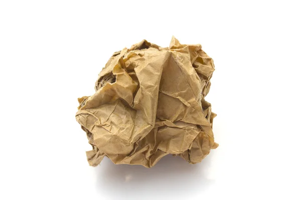 Close-up of brown crumpled paper ball — Stok fotoğraf