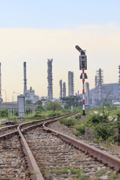 Railway to Oil refinery — Stock Photo, Image