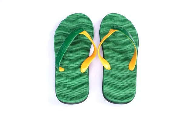 Beautiful beach slippers isolated on white — Stock Photo, Image