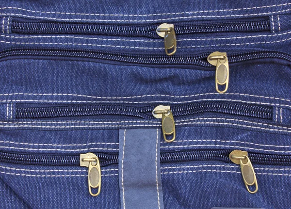 Zippers of blue jean — Stock Photo, Image