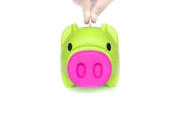 Green piggy bank isolated on a white background — Stock Photo, Image