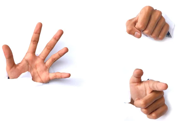 Hands over paper on white Backgrounds — Stock Photo, Image