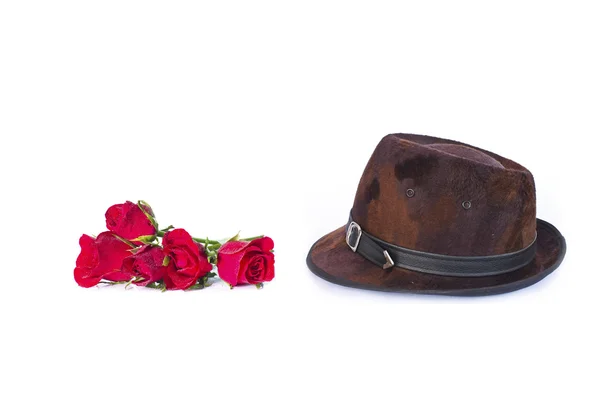 Leather hat with roses — Stock Photo, Image