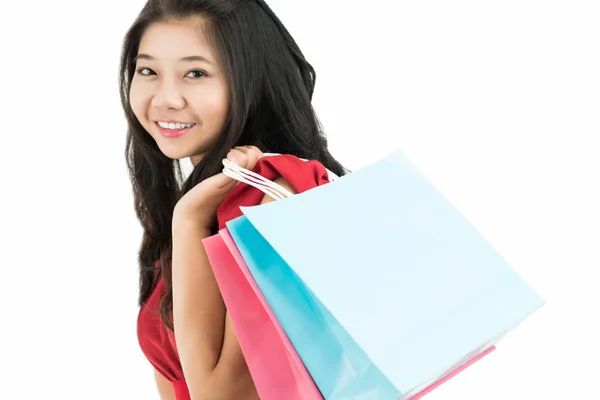 Chica con bolsas de compras — Foto de Stock