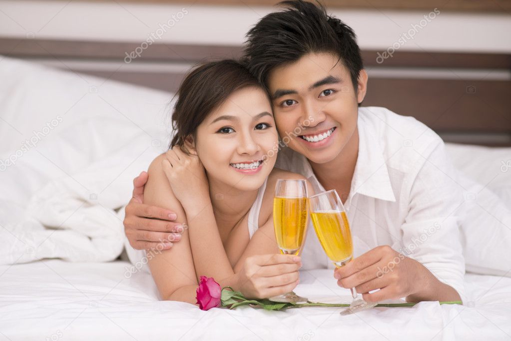 Couple with champagne