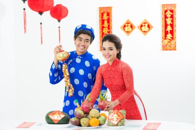 geleneksel festival Vietnamca Çift