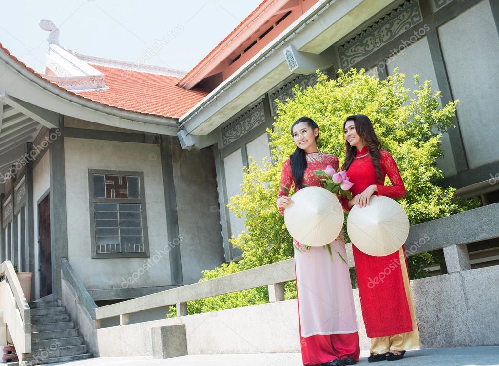 In front of the temple