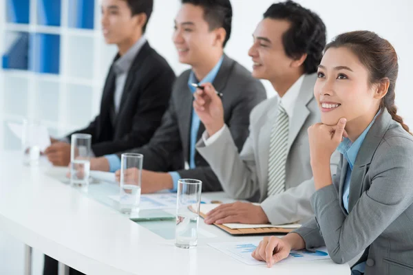 Business lady at the presentation — Stock Photo, Image