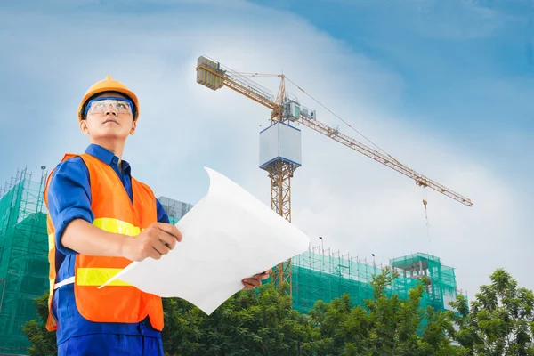 Bauunternehmer am Werk — Stockfoto