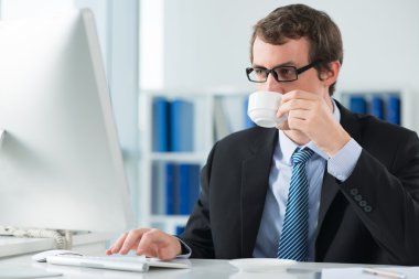 Drinking morning coffee