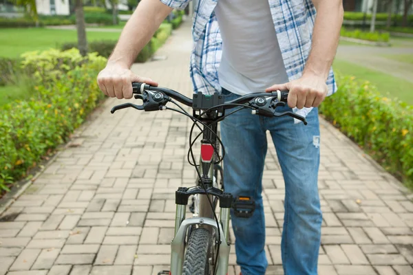 Riding a modern bike — Stock Photo, Image