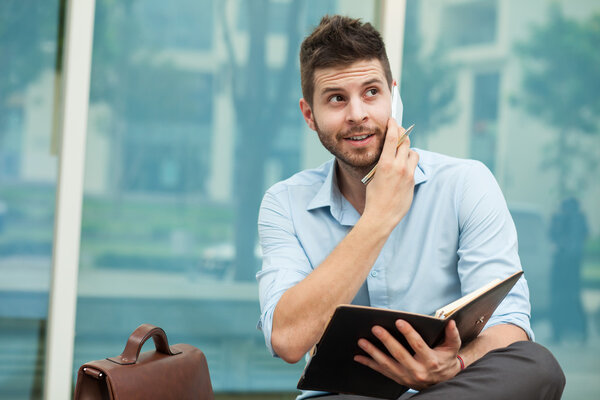 Businessman making a telephone call