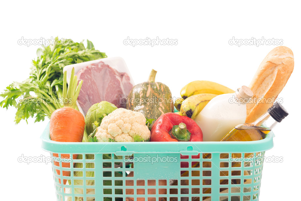 Basket with groceries