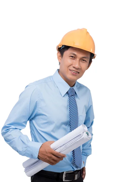 Engineer with blueprints — Stock Photo, Image