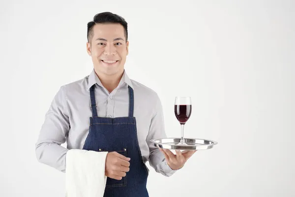 Ресторан Waiter Holding Wine — стоковое фото