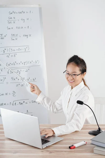 College Teacher Conducting Online Lesson — Stock Photo, Image